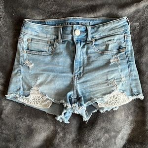American Eagle High Waisted Distressed Denim Shorts